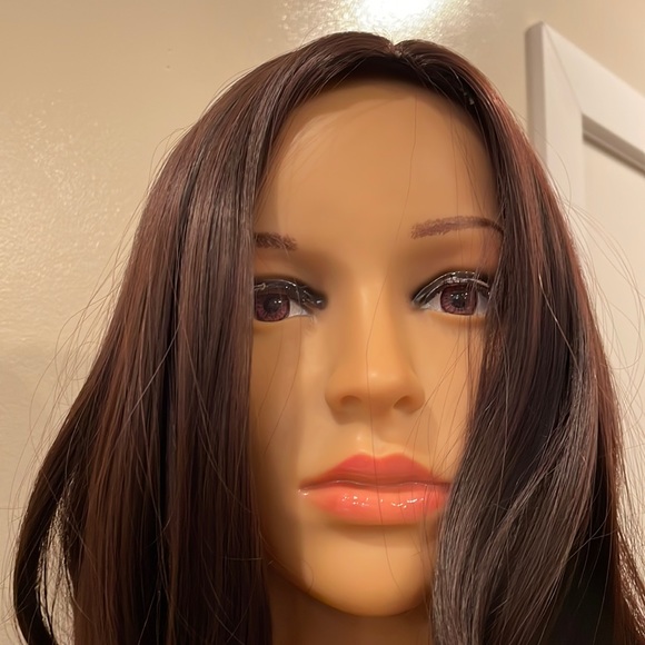 NWT 12-14” rich brown shoulder length straight wig center parting volume bob wig - Picture 9 of 16